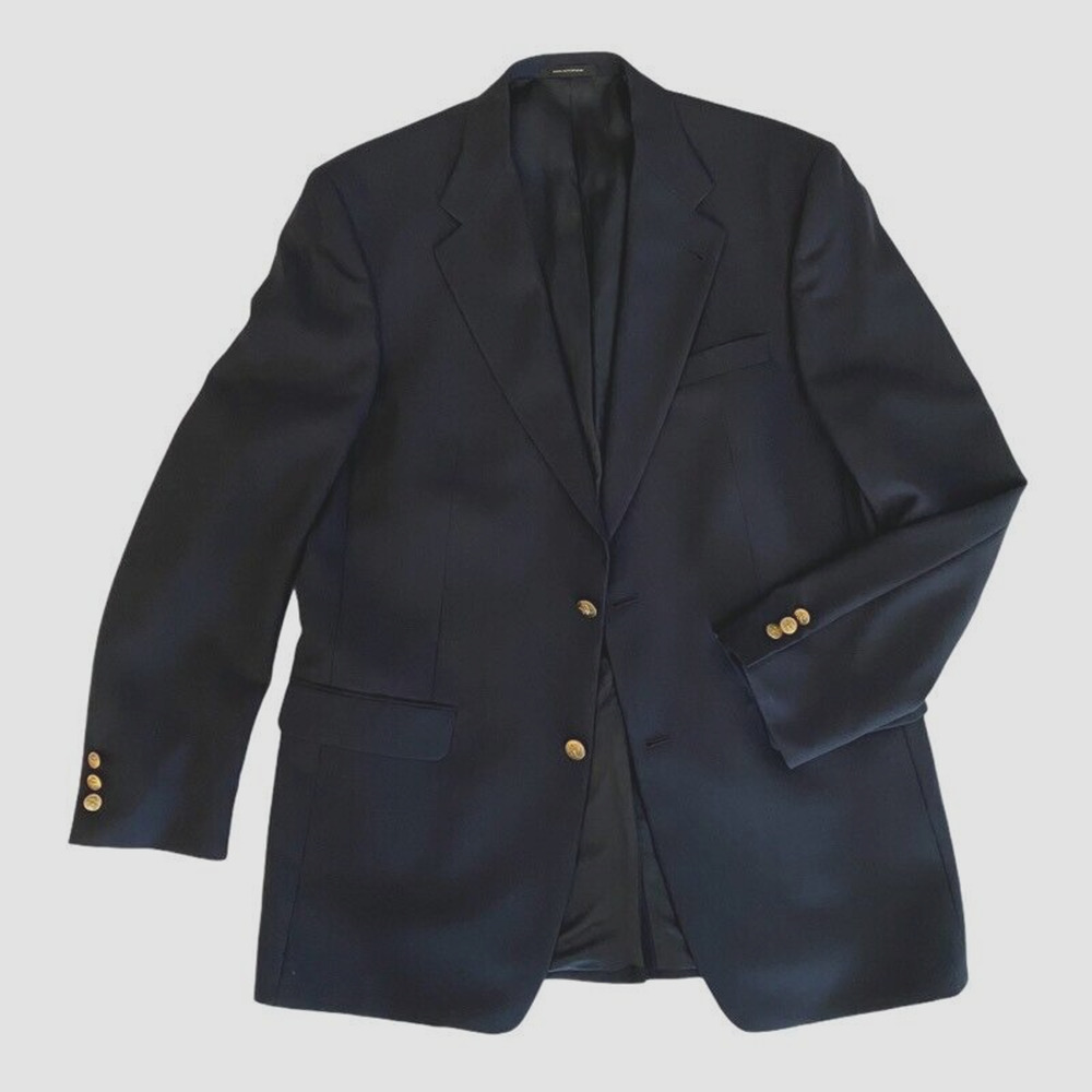 Vintage Jack Nicklaus Blazer Men 42L Navy Blue Wool Blend Jacket Tournament Dell